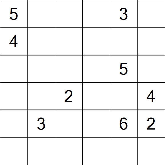 Sudoku 6x6 - Hard