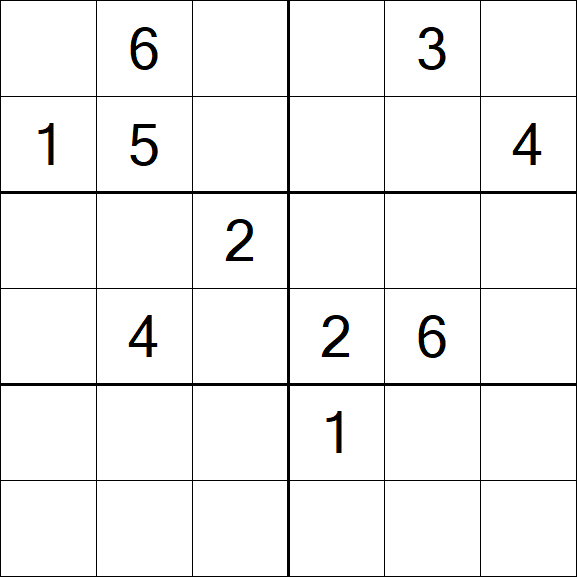Sudoku 6x6 - Schwierig