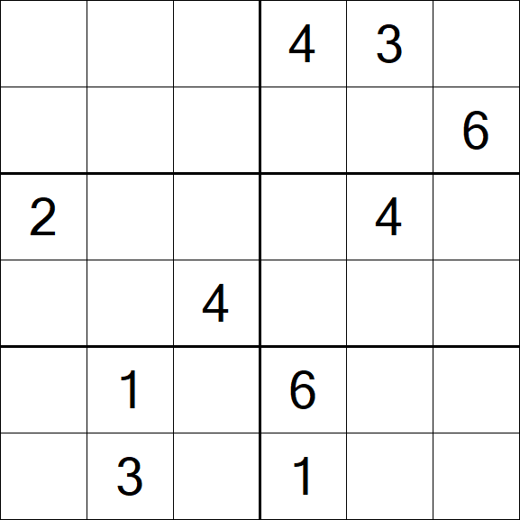 Sudoku 6x6 - Schwierig