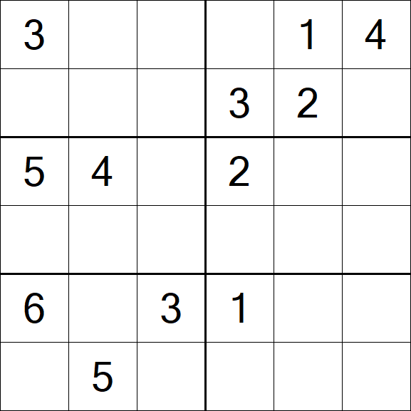 Sudoku 6x6 - Hard