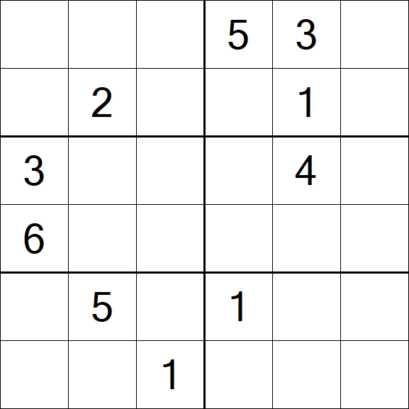 Sudoku 6x6 - Hard