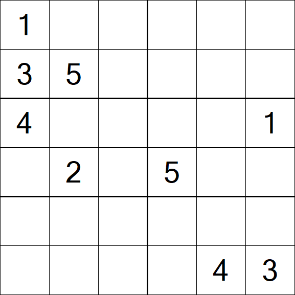 Sudoku 6x6 - Hard