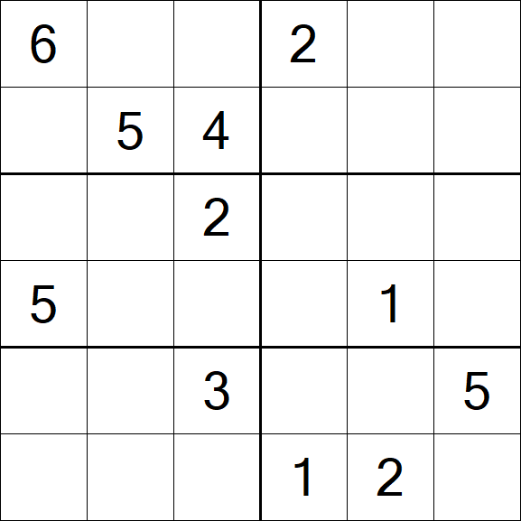 Sudoku 6x6 - Hard