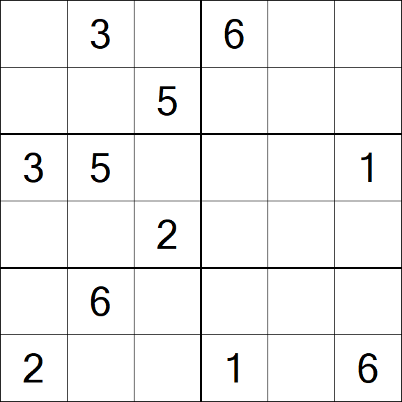 Sudoku 6x6 - Hard