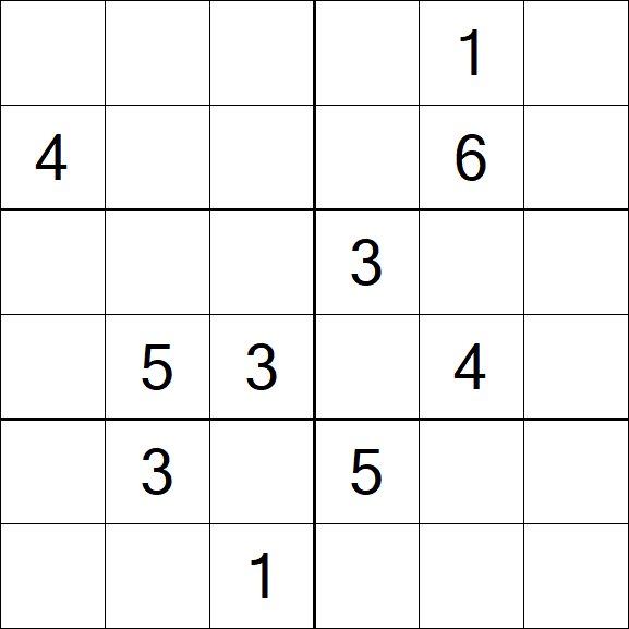 Sudoku 6x6 - Hard