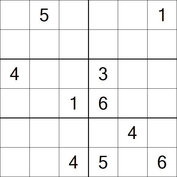 Sudoku 6x6 - Hard