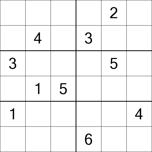 Sudoku 6x6 - Hard