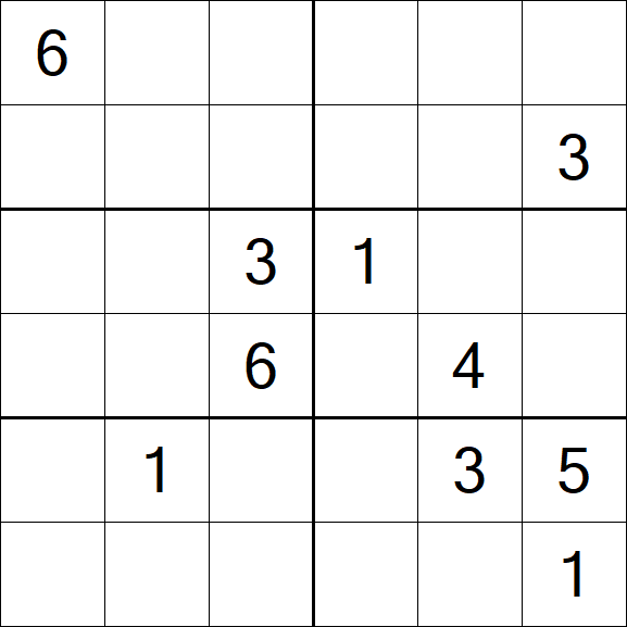 Sudoku 6x6 - Hard