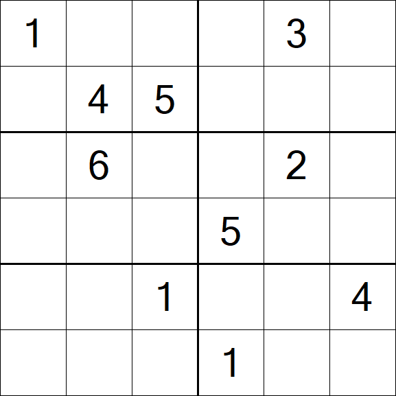 Sudoku 6x6 - Hard