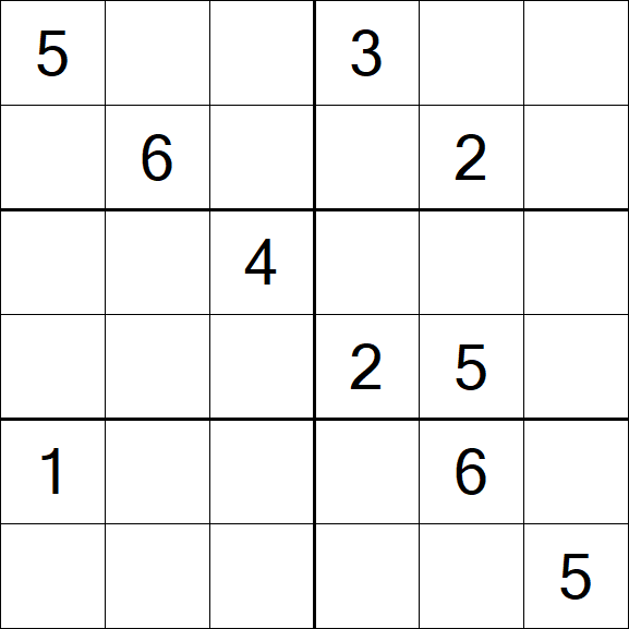 Sudoku 6x6 - Hard