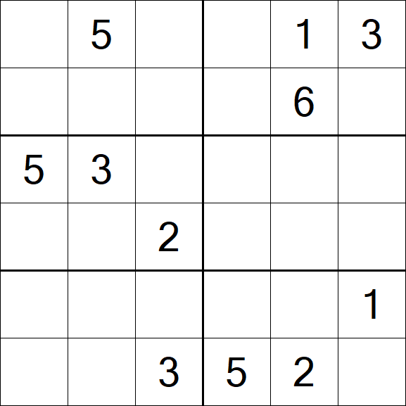 Sudoku 6x6 - Hard