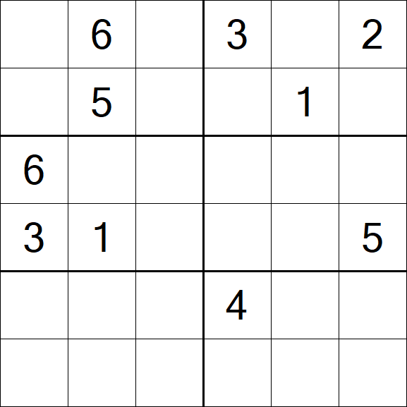 Sudoku 6x6 - Hard
