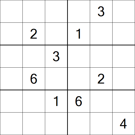 Sudoku 6x6 - Hard