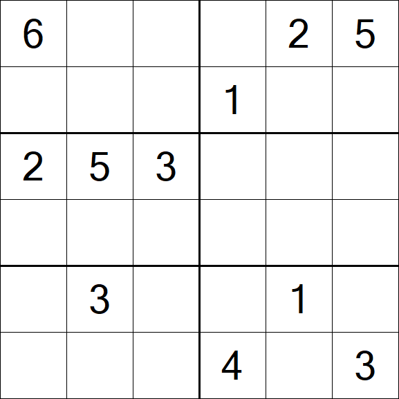 Sudoku 6x6 - Schwierig