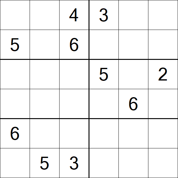 Sudoku 6x6 - Schwierig