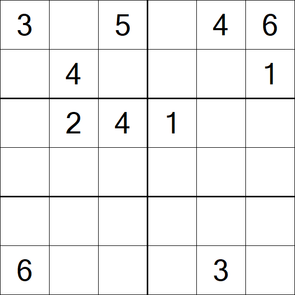 Sudoku 6x6 - Hard