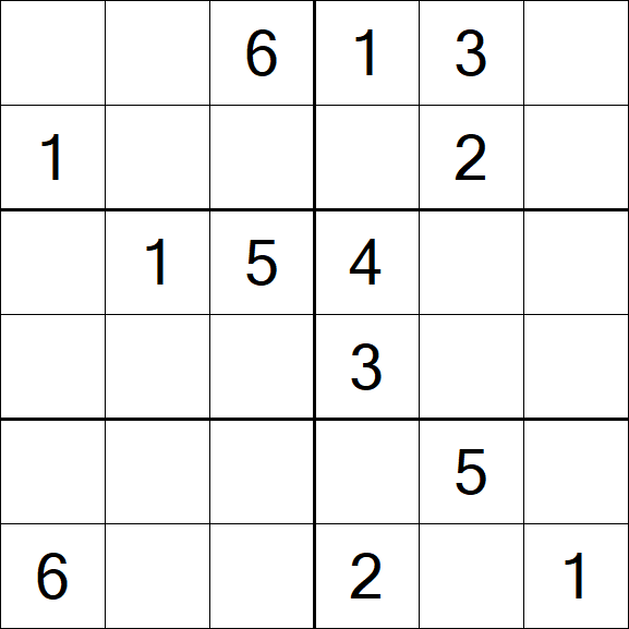 Sudoku 6x6 - Medium
