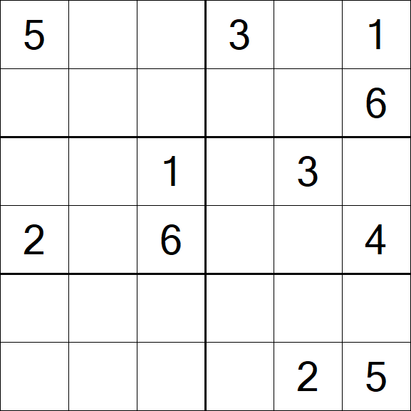 Sudoku 6x6 - Medium