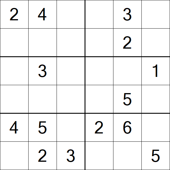 Sudoku 6x6 - Medium
