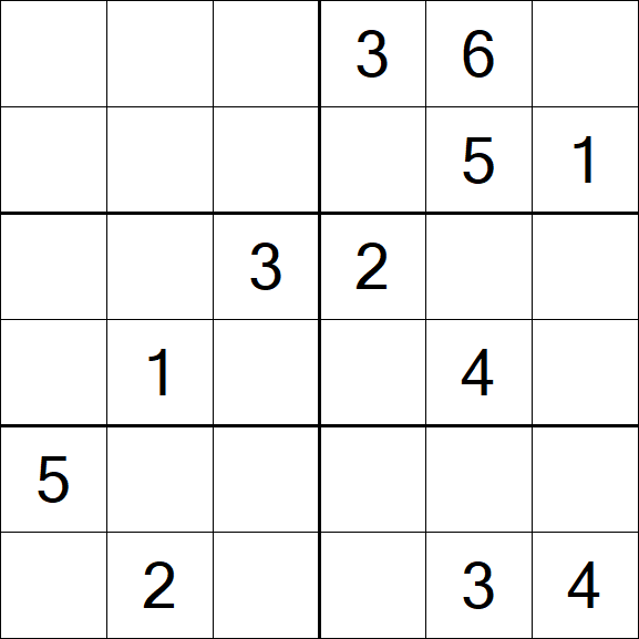 Sudoku 6x6 - Medium