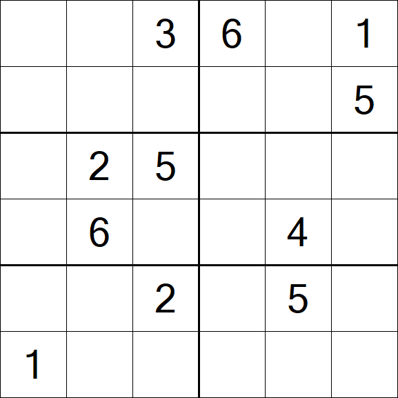 Sudoku 6x6 - Medium