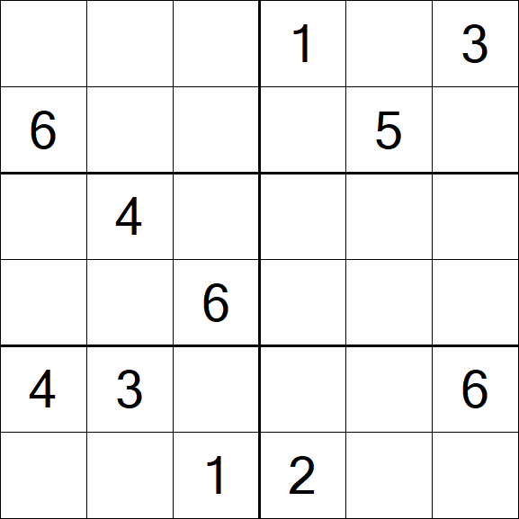 Sudoku 6x6 - Medium