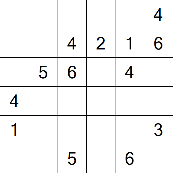 Sudoku 6x6 - Mittel