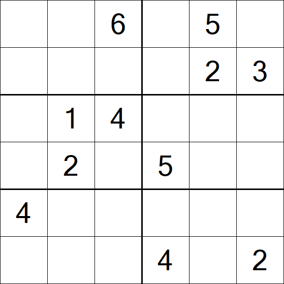 Sudoku 6x6 - Mittel