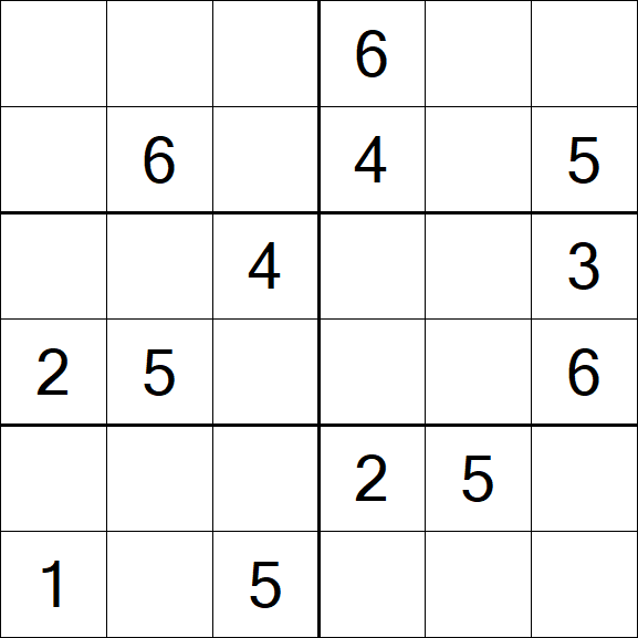 Sudoku 6x6 - Moyen