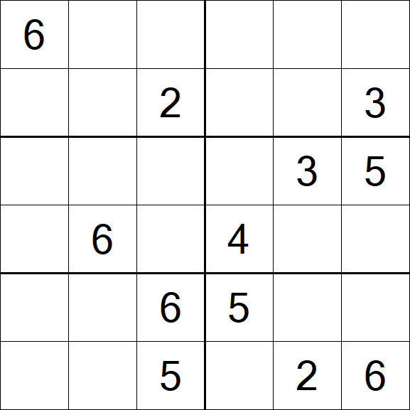 Sudoku 6x6 - Médio