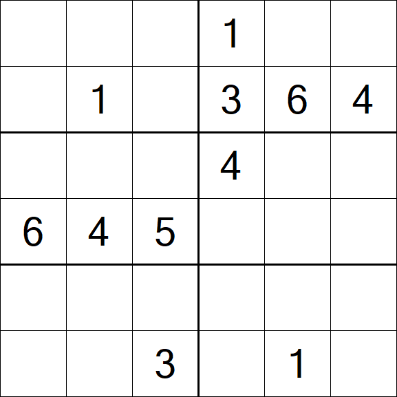 Sudoku 6x6 - Médio
