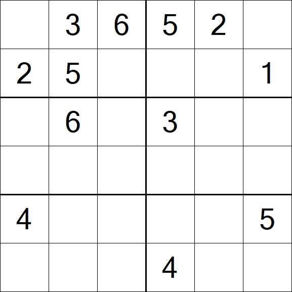 Sudoku 6x6 - Médio