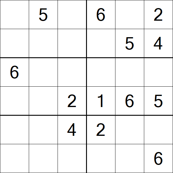 Sudoku 6x6 - Medium