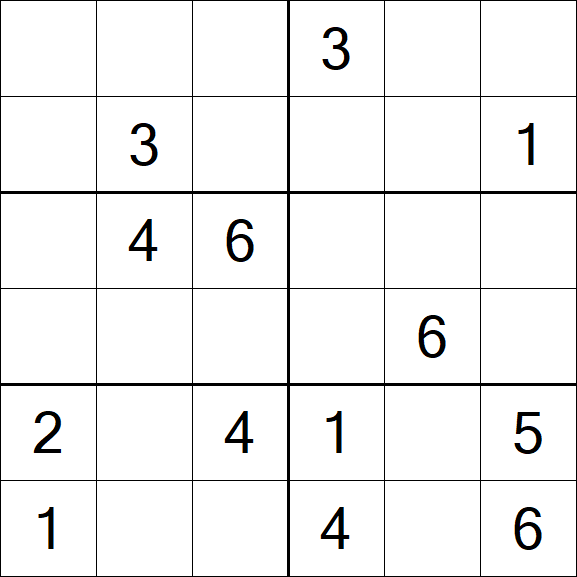 Sudoku 6x6 - Medium