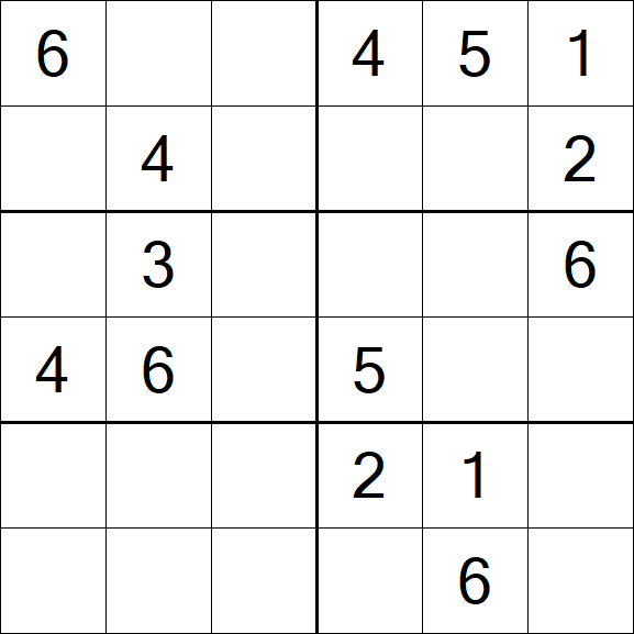 Sudoku 6x6 - Medium