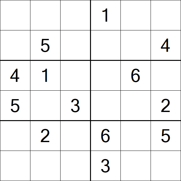 Sudoku 6x6 - Medium