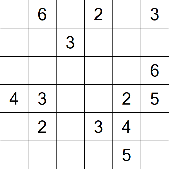 Sudoku 6x6 - Médio