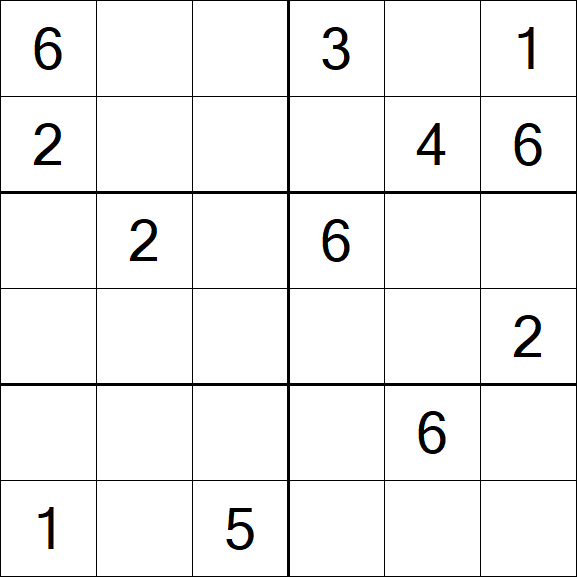Sudoku 6x6 - Moyen
