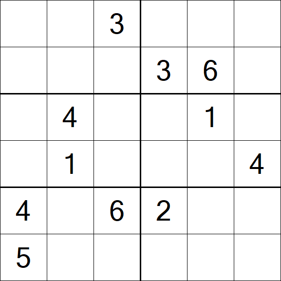 Sudoku 6x6 - Medium