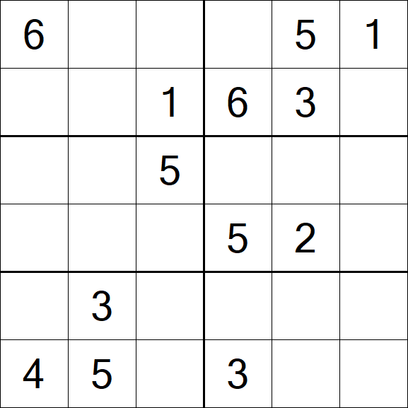 Sudoku 6x6 - Moyen