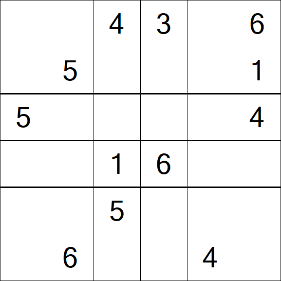 Sudoku 6x6 - Mittel
