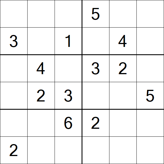 Sudoku 6x6 - Medium
