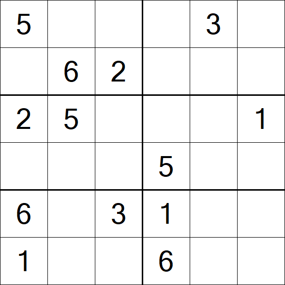 Sudoku 6x6 - Moyen