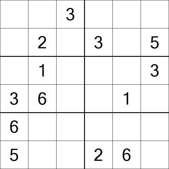 Sudoku 6x6 - Medium