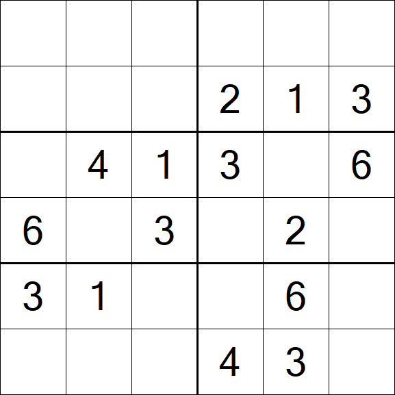 Sudoku 6x6 - Mittel