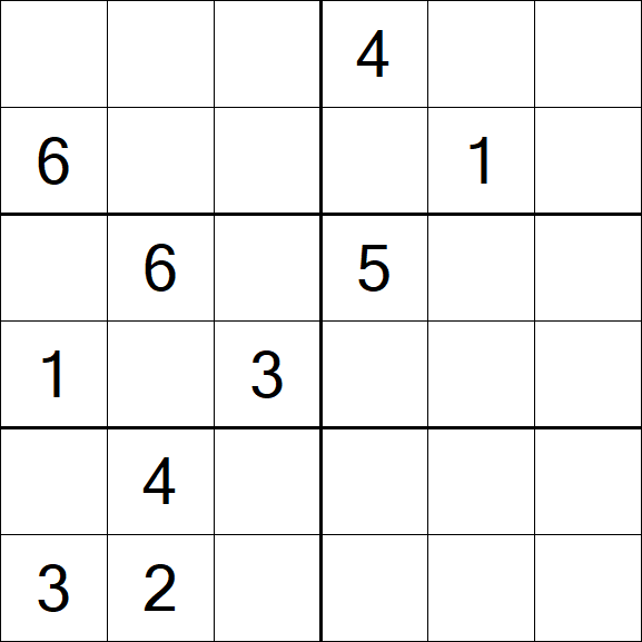 Sudoku 6x6 - Mittel