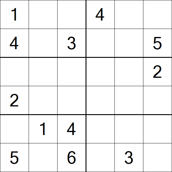 Sudoku 6x6 - Mittel