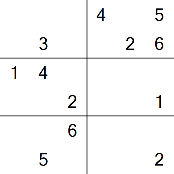 Sudoku 6x6 - Mittel