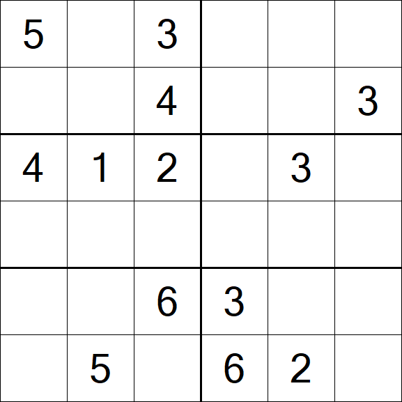 Sudoku 6x6 - Mittel