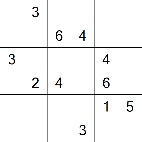 Sudoku 6x6 - Mittel